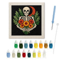 Red Moon Skeleton punch needle kit: finished canvas with threads, punch needle and threader