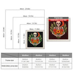 Size chart for square punch needle kits from 30 x 30 cm to 60 x 60 cm