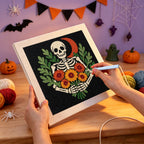 Punching the Red Moon Skeleton design with the punch needle