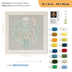 Red Moon Skeleton punch needle kit, 24 × 24 in (60 × 60 cm): canvas size and kit contents