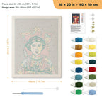 Red Petal Headdress punch needle kit, 16 × 20 in (40 × 50 cm): canvas size and kit contents
