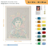 Red Petal Headdress punch needle kit, 24 × 32 in (60 × 80 cm): canvas size and kit contents