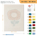 Red Poppy punch needle kit, 24 × 32 in (60 × 80 cm): canvas size and kit contents