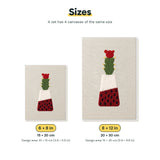 Size chart for the two mini canvas sizes: 6 x 8 in and 8 x 12 in