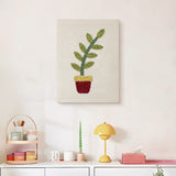 Finished Red Pot Sprig punch needle canvas on a wall