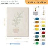 Red Pot Sprig punch needle kit, 16 × 20 in (40 × 50 cm): canvas size and kit contents
