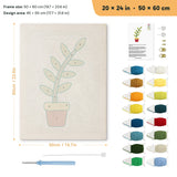 Red Pot Sprig punch needle kit, 20 × 24 in (50 × 60 cm): canvas size and kit contents