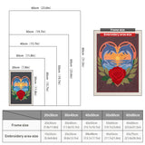 Size chart for punch needle kits from 20 x 30 cm to 60 x 80 cm