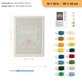 Red Rose Dolphins punch needle kit, 12 × 16 in (30 × 40 cm): canvas size and kit contents