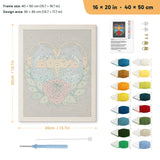 Red Rose Dolphins punch needle kit, 16 × 20 in (40 × 50 cm): canvas size and kit contents