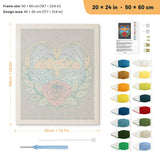 Red Rose Dolphins punch needle kit, 20 × 24 in (50 × 60 cm): canvas size and kit contents