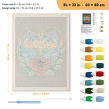 Red Rose Dolphins punch needle kit, 24 × 32 in (60 × 80 cm): canvas size and kit contents