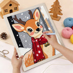 Punching the Red Scarf Fawn design with the punch needle