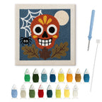 Red Sugar Skull punch needle kit: finished canvas with threads, punch needle and threader