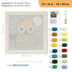Red Sugar Skull punch needle kit, 24 × 24 in (60 × 60 cm): canvas size and kit contents