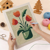 Punching the Red Tulip Pot design with the punch needle