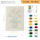 Red Tulip Pot punch needle kit, 16 × 20 in (40 × 50 cm): canvas size and kit contents