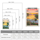 Size chart for punch needle kits from 20 x 30 cm to 60 x 80 cm