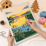 Punching the Reed Lake Sunset design with the punch needle