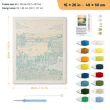 Reed Lake Sunset punch needle kit, 16 × 20 in (40 × 50 cm): canvas size and kit contents