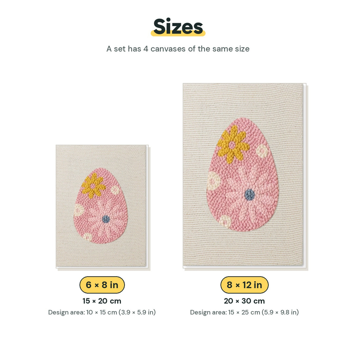 Size chart for the two mini canvas sizes: 6 x 8 in and 8 x 12 in