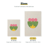 Size chart for the two mini canvas sizes: 6 x 8 in and 8 x 12 in
