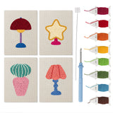 Retro Table Lamps mini punch needle kit set: four finished canvases with threads, punch needle and threader