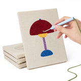 Hand punching one of the Retro Table Lamps mini canvases
