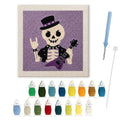 Rock Star Skeleton punch needle kit: finished canvas with threads, punch needle and threader