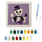 Rock Star Skeleton punch needle kit: finished canvas with threads, punch needle and threader