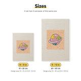 Size chart for the two mini canvas sizes: 6 x 8 in and 8 x 12 in