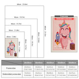 Size chart for punch needle kits from 20 x 30 cm to 60 x 80 cm