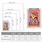Size chart for punch needle kits from 20 x 30 cm to 60 x 80 cm