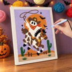 Punching the Rodeo Ghost design with the punch needle
