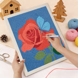Punching the Rose and Butterfly design with the punch needle