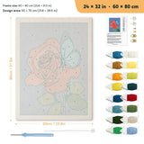 Rose and Butterfly punch needle kit, 24 × 32 in (60 × 80 cm): canvas size and kit contents