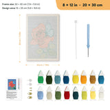Rose and Butterfly punch needle kit, 8 × 12 in (20 × 30 cm): canvas size and kit contents