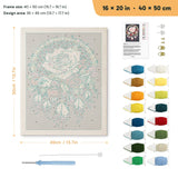 Rose Dreamcatcher punch needle kit, 16 × 20 in (40 × 50 cm): canvas size and kit contents