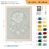 Rose Dreamcatcher punch needle kit, 24 × 32 in (60 × 80 cm): canvas size and kit contents