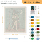 Rose Hat Witch punch needle kit, 20 × 24 in (50 × 60 cm): canvas size and kit contents