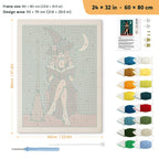 Rose Hat Witch punch needle kit, 24 × 32 in (60 × 80 cm): canvas size and kit contents