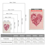 Size chart for punch needle kits from 20 x 30 cm to 60 x 80 cm