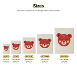 Size chart for punch needle kits from 20 x 30 cm to 60 x 80 cm
