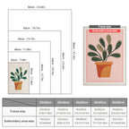 Size chart for punch needle kits from 20 x 30 cm to 60 x 80 cm