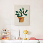 Finished Round Leaf Plant punch needle canvas on a wall