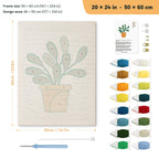 Round Leaf Plant punch needle kit, 20 × 24 in (50 × 60 cm): canvas size and kit contents