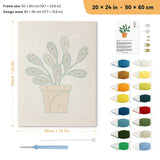 Round Leaf Plant punch needle kit, 20 × 24 in (50 × 60 cm): canvas size and kit contents