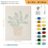 Round Leaf Plant punch needle kit, 24 × 32 in (60 × 80 cm): canvas size and kit contents