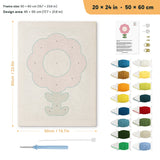 Round Pink Bloom punch needle kit, 20 × 24 in (50 × 60 cm): canvas size and kit contents