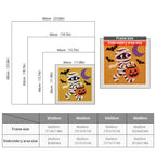 Size chart for square punch needle kits from 30 x 30 cm to 60 x 60 cm